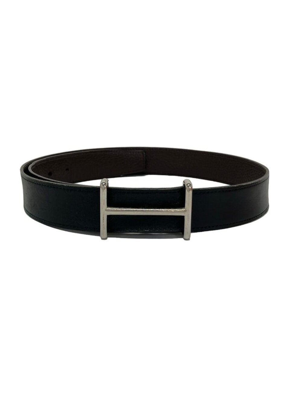 Hermes Belt 80 H D'ancre Black Chocolat Silver